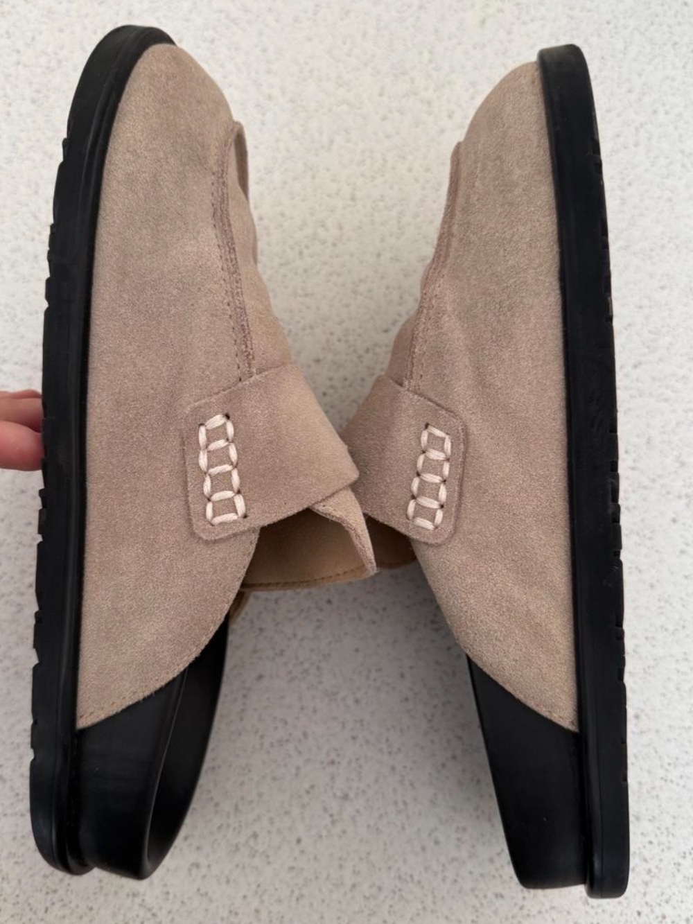 Beige Suede Women’s  Slip-On Loafers - Picture 2 of 5